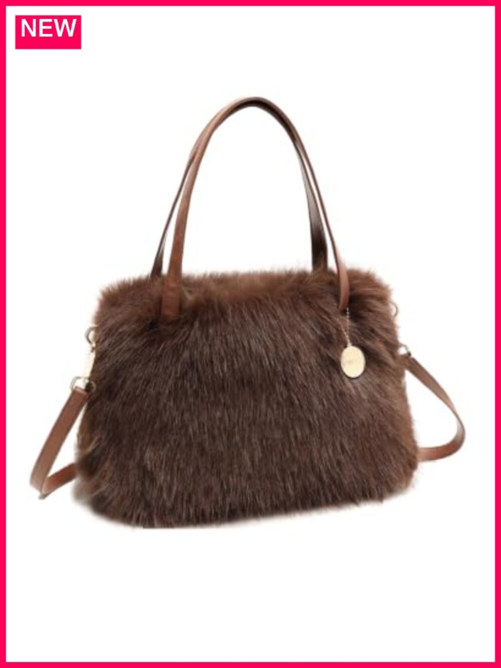 Faux Fur Crossbody Purse Large Capacity